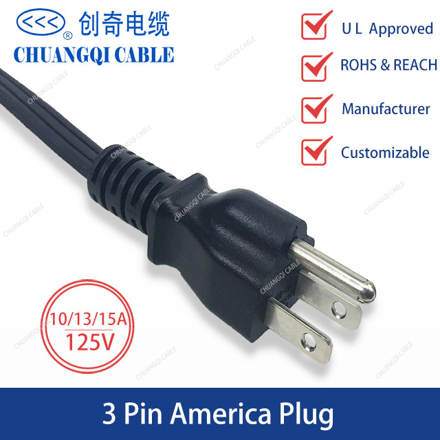 3 Pin America Plug US Canada Power Cord with Cable UL Certification Approved